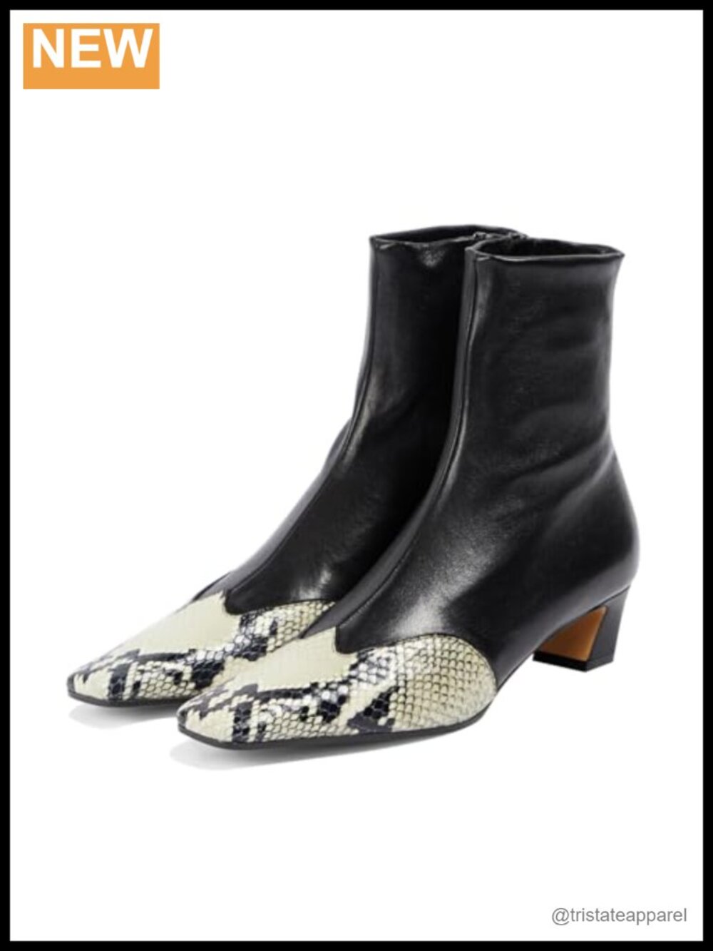 Women's Ankle Boots Kitten Block Heel Square Toe Splicing Faux Leather Chelsea